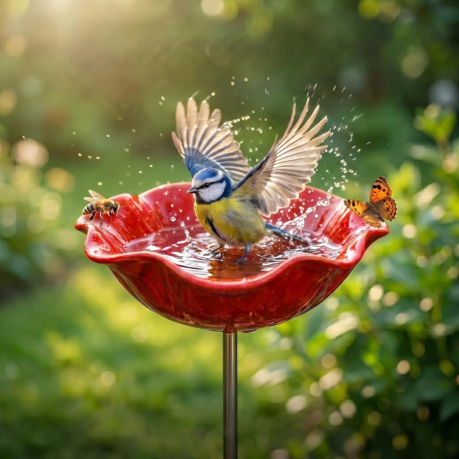 Futterstation Vögel,Vogeltränke Metall,Insektentränke Blumes Für Den Garten,Voge