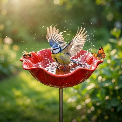 Futterstation Vögel, Vogeltränke Metall, Insektentränke Blumes Für Den Garten