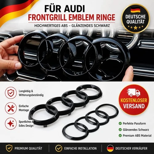 Audi 4 Ringe Logo Emblem Frontgrill Kofferraum Abzeichen A3 A4 A5 Q3 Q5 Q7 TT RS