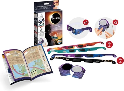 BUKI Sonnenfinsternis Brille Set 4x Solar Brillen + 2x Smartphone Filter ECL01