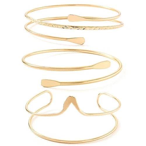 Armreif Gold Damen Set, 3 Teiliges Verstellbares Oberarmreif Schmuck, Minimalist