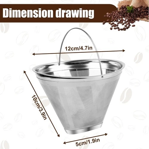 Kaffeefilter Größe 4 Wiederverwendbar Kaffeefilter Edelstahl Kaffee Dauerfilter