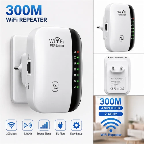 WiFi Repeater 300Mbit WLAN Signalverstärker mit LAN Anschluss AP Router Booster