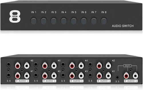 Audio Switcher, Audio Umschalter 8 In 1 Out, Audio Switch 3,5 Mm Aux + RCA