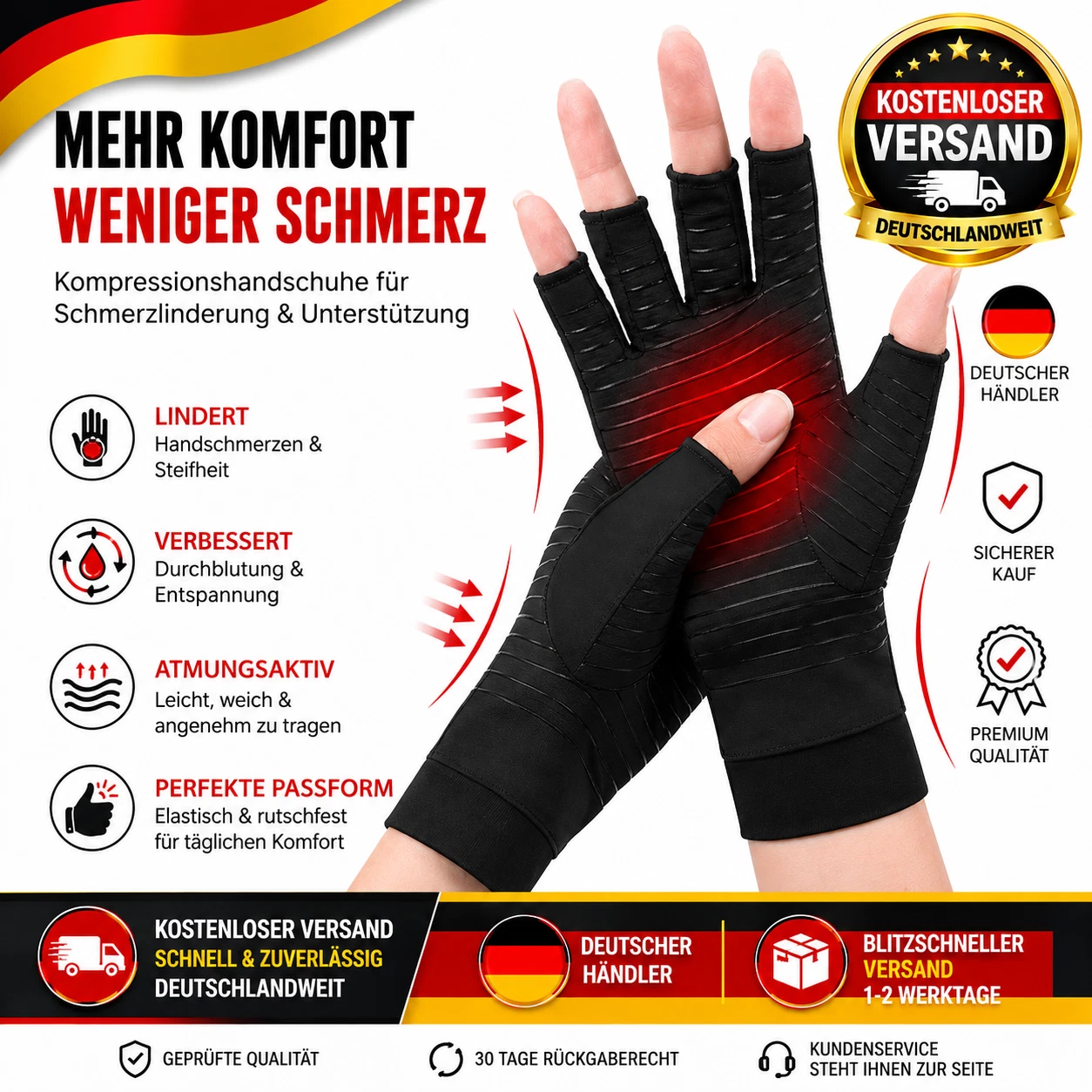 Kupfer Arthritis Handschuhe Herren Damen Kompressionshandschuhe Für Schmerzen DE
