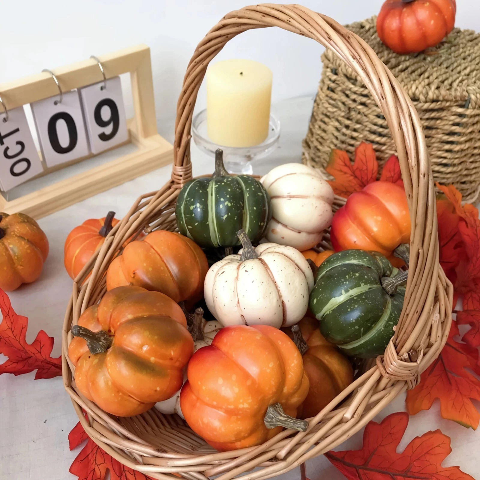 Kürbisse Deko 9 Stück Herbst & Halloween Dekoration Kunststoff orange bunt DHL