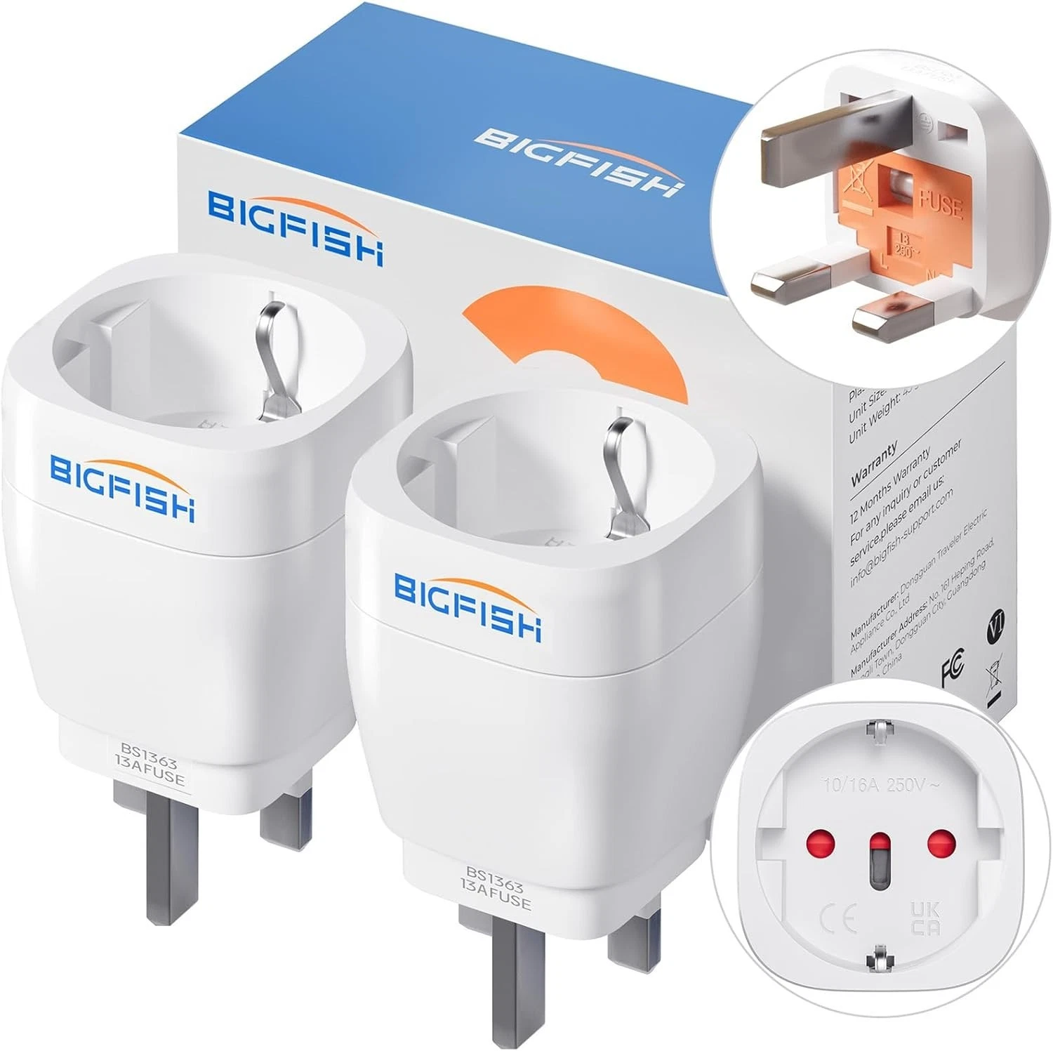 UK Adapter 2Pack, Adapter England Deutschland Stecker, Steckdosenadapter DE