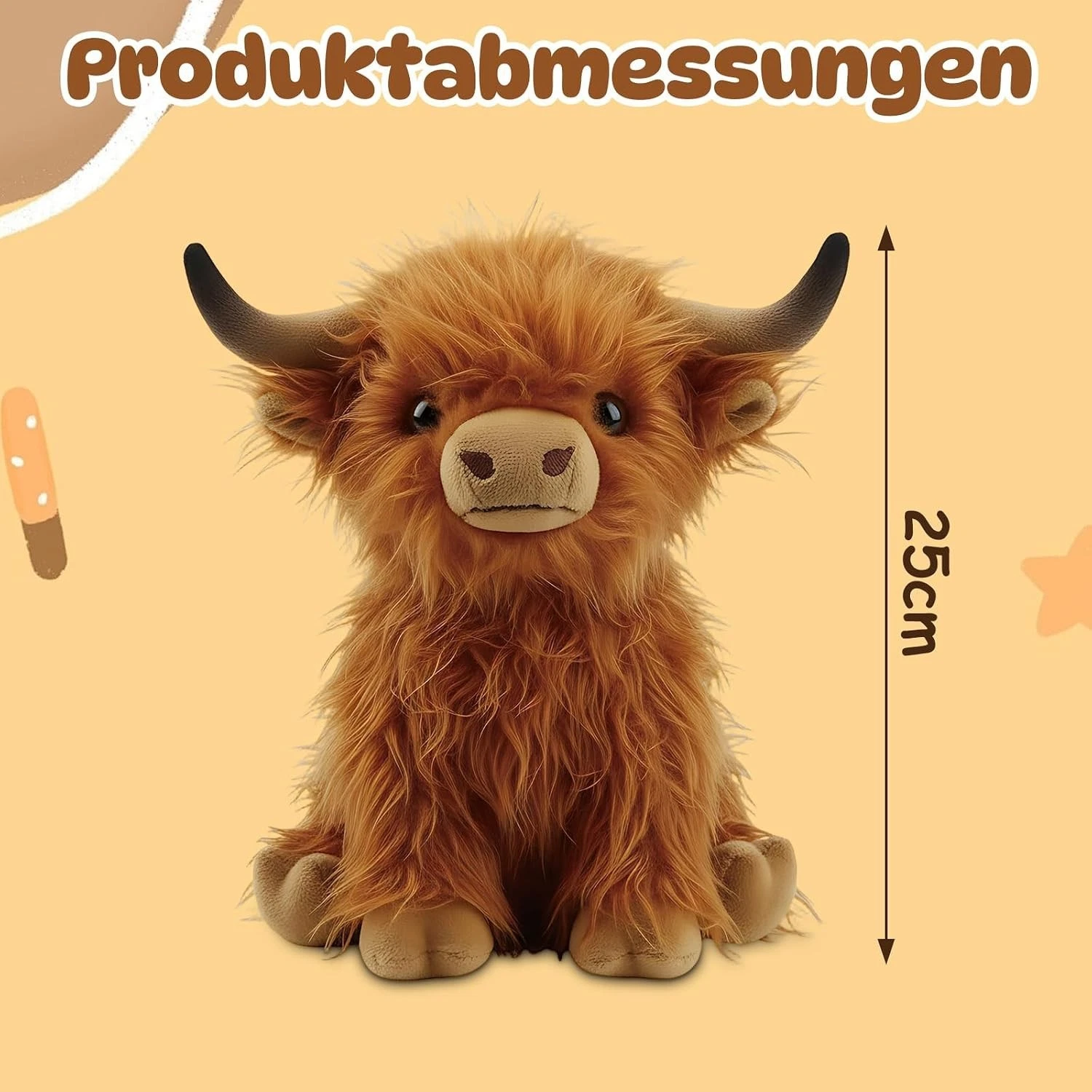 Hochlandrind Kuscheltier Plüsch Kuh süßes Deko- Geschenk Schottland Weich 25CM