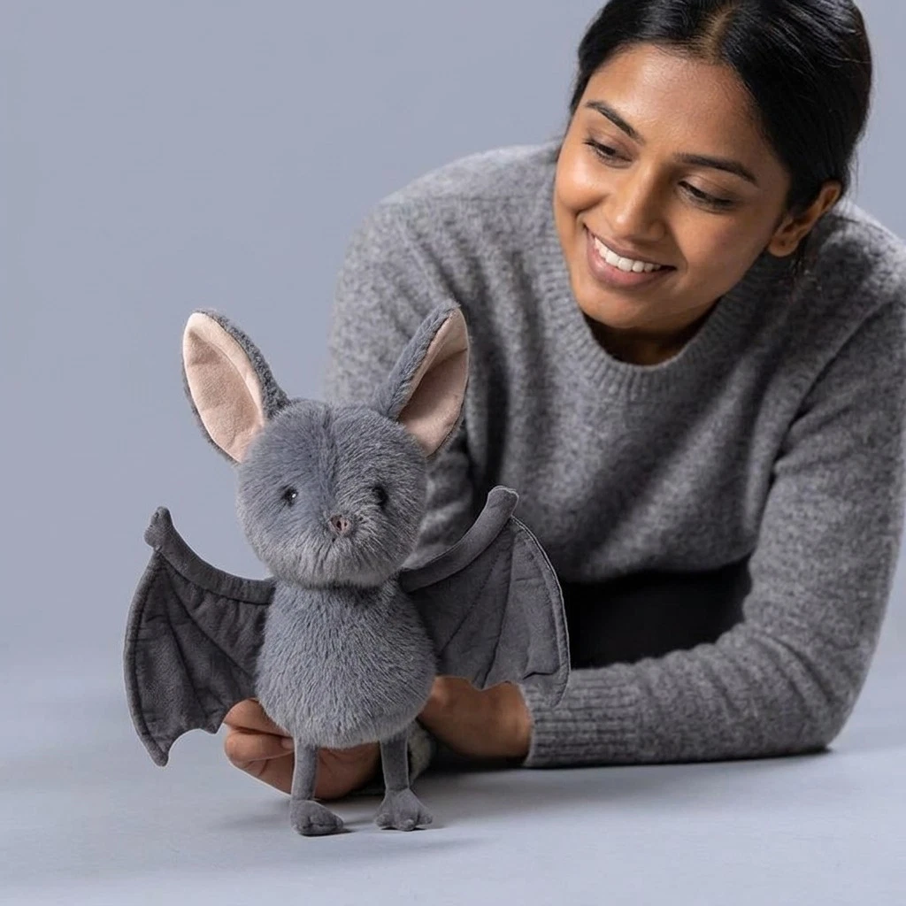 Hängend Kuscheltier Geschenk 26cm Kawaii Fledermaus Plüschtier Grau Stofftier