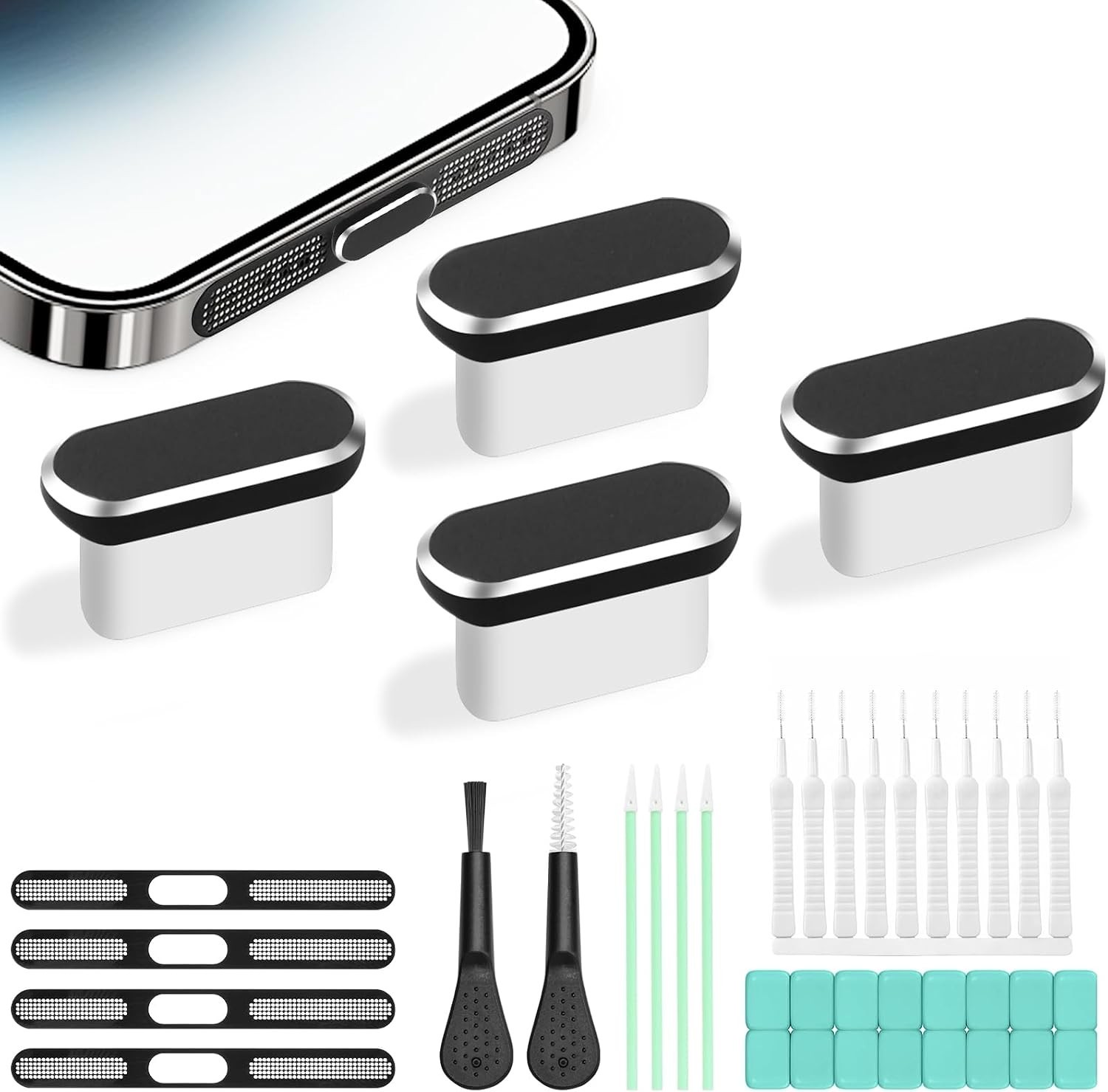 Reinigungsset iPhone/USB-C mit Staubschutz, Filter, Bürste & Pinzette (40tlg.)
