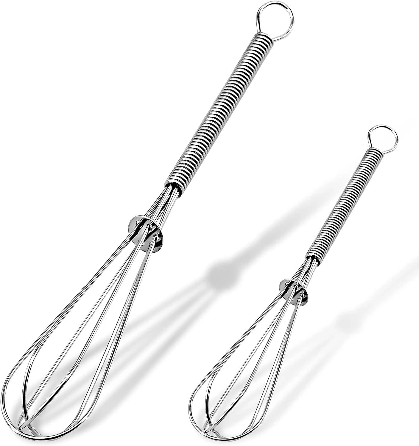 Edelstahl Mini-Schneebesen Set mit 2 Tragbaren Ballon-Schneebesen mit Dickem Dra