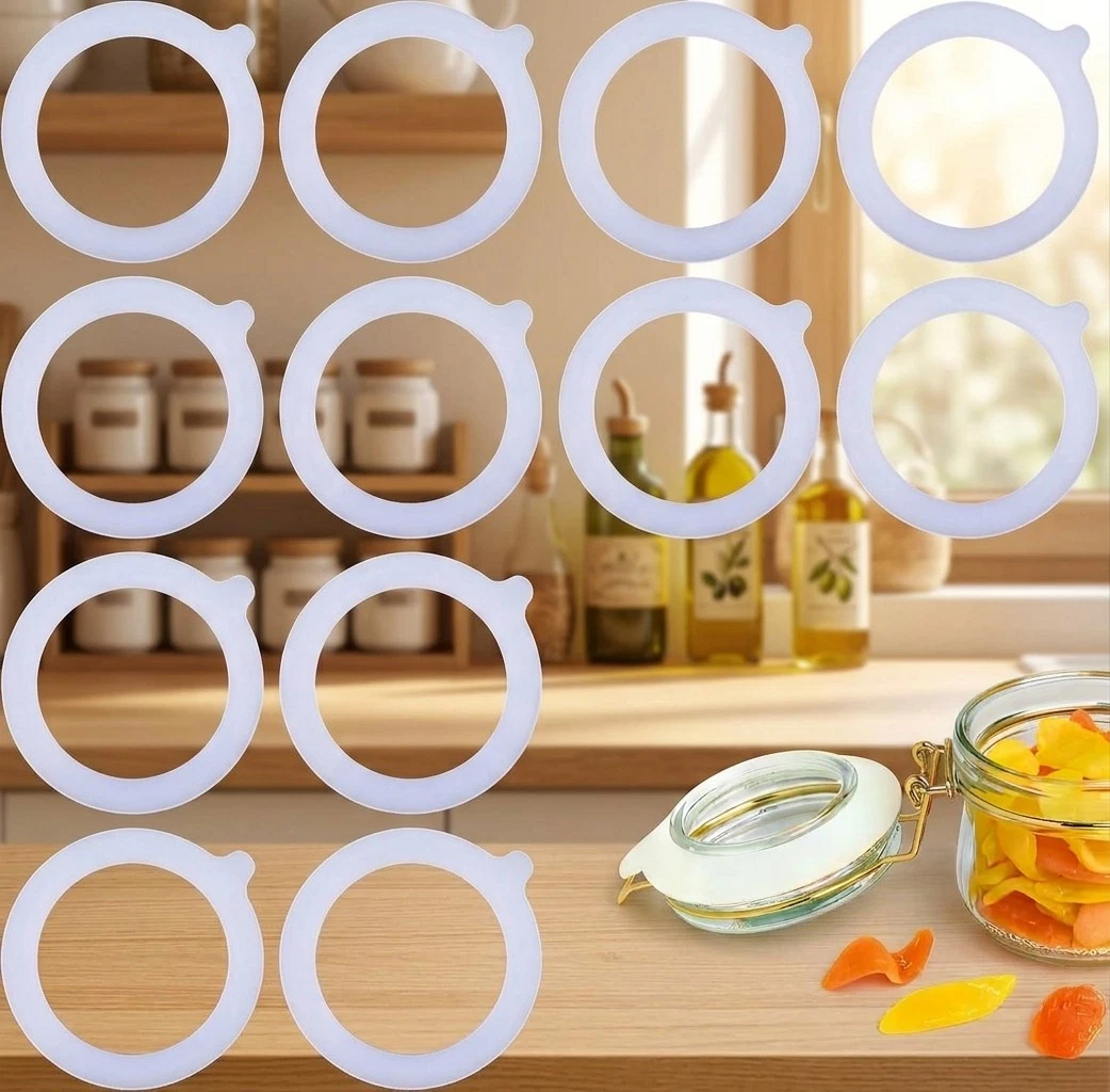 Einmachgummis 12 Stück 70×95mm Silikon Gummiringe für Weckgläser Weiß Luftdicht