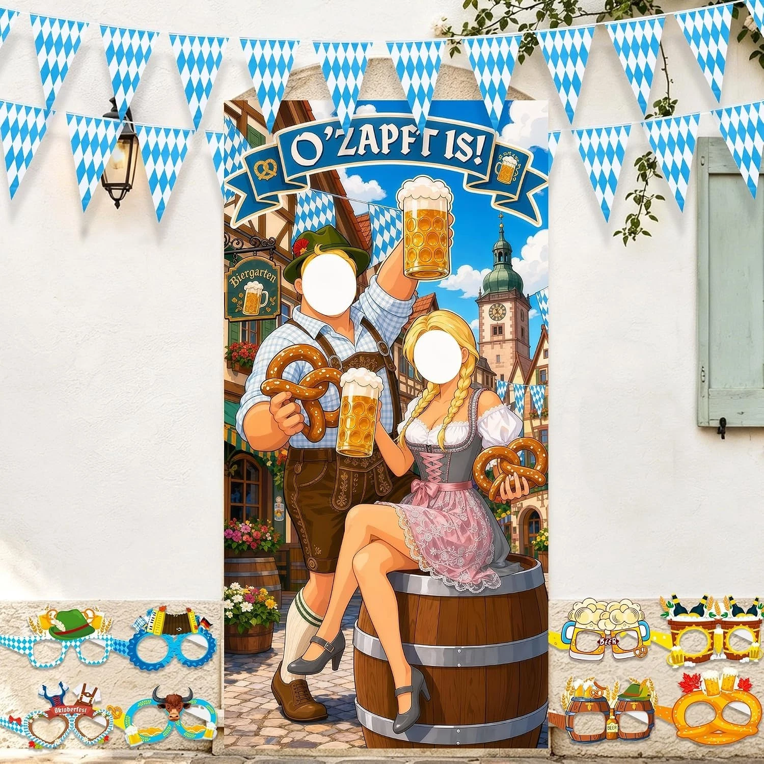 Oktoberfest Deko Set-Foto Requisit Banner,Stoff Fotohintergrund Banner Mit 10M O