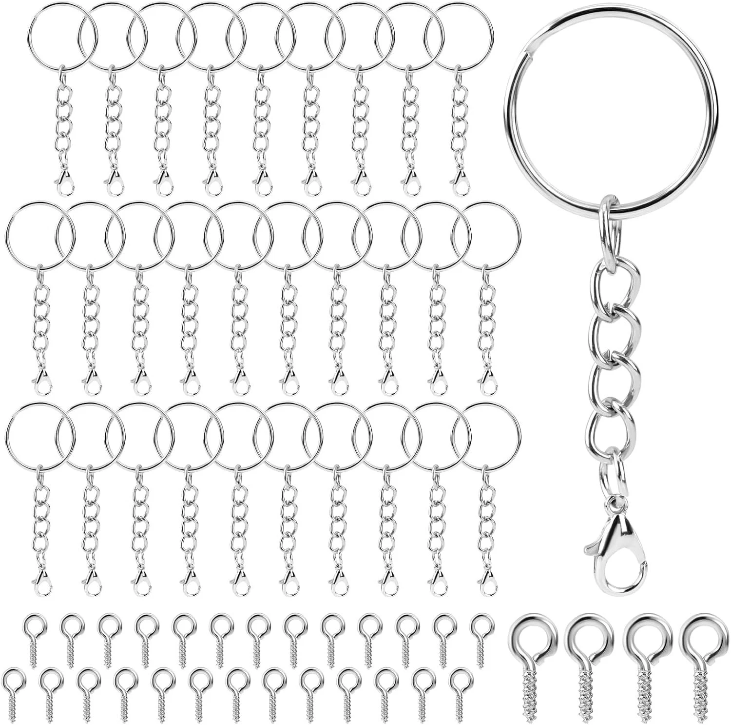 60 Stück Schlüsselanhänger Schraubösen Schlüsselanhänger Ring Set Schlüsselring