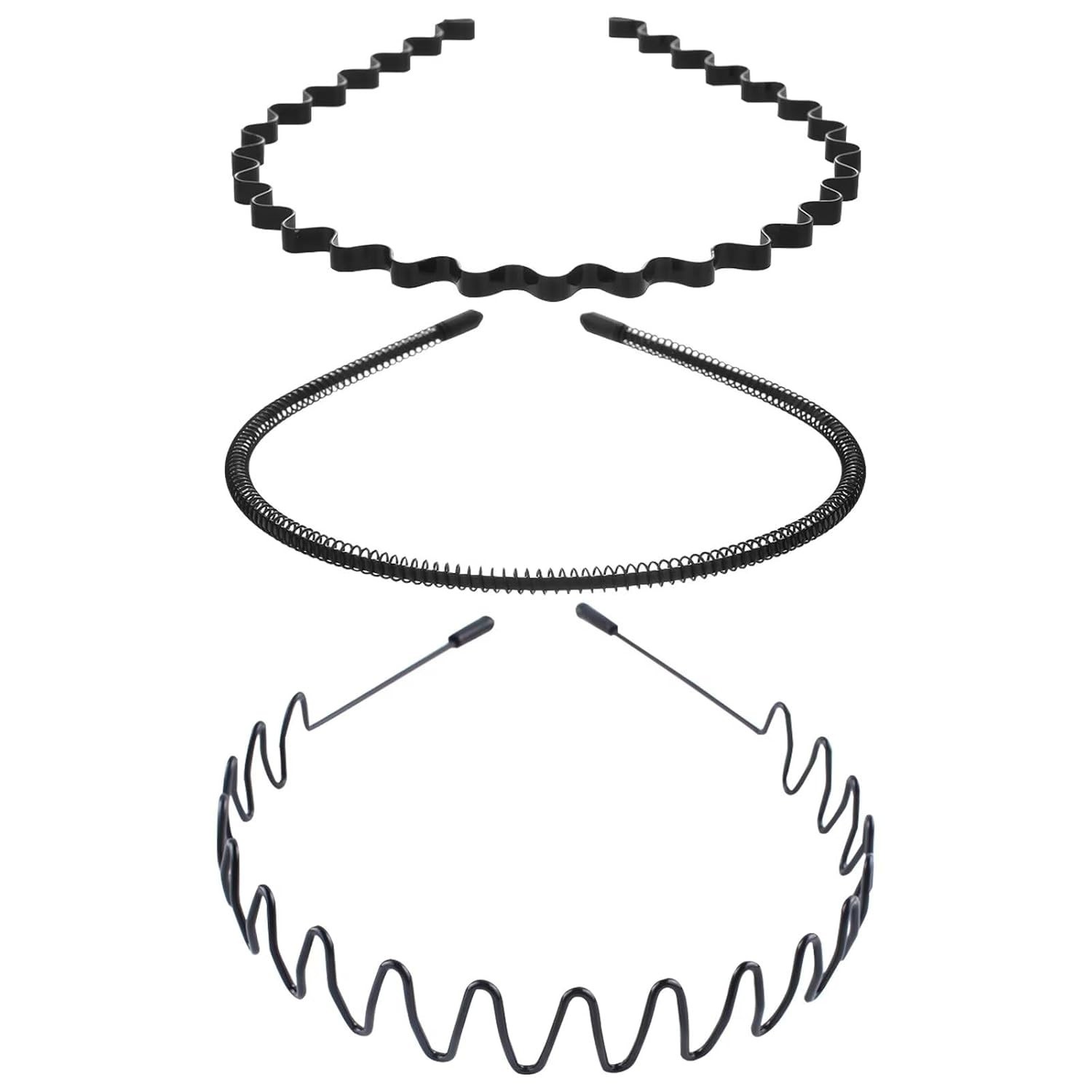 Metall Haarband, 3 Stück Haarreifen Männer Damen, Welle Metall Stirnband, Rutsch