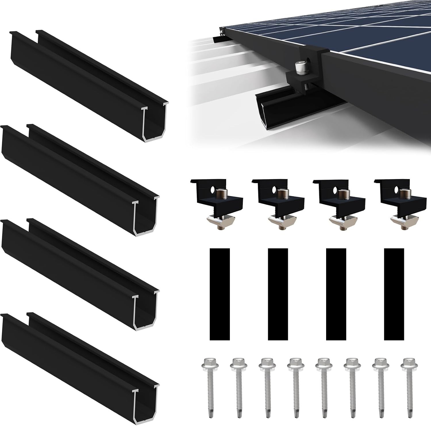 Solarmodul Halterung Solarpanel Montageset für Flachdach Aluminium schwarz