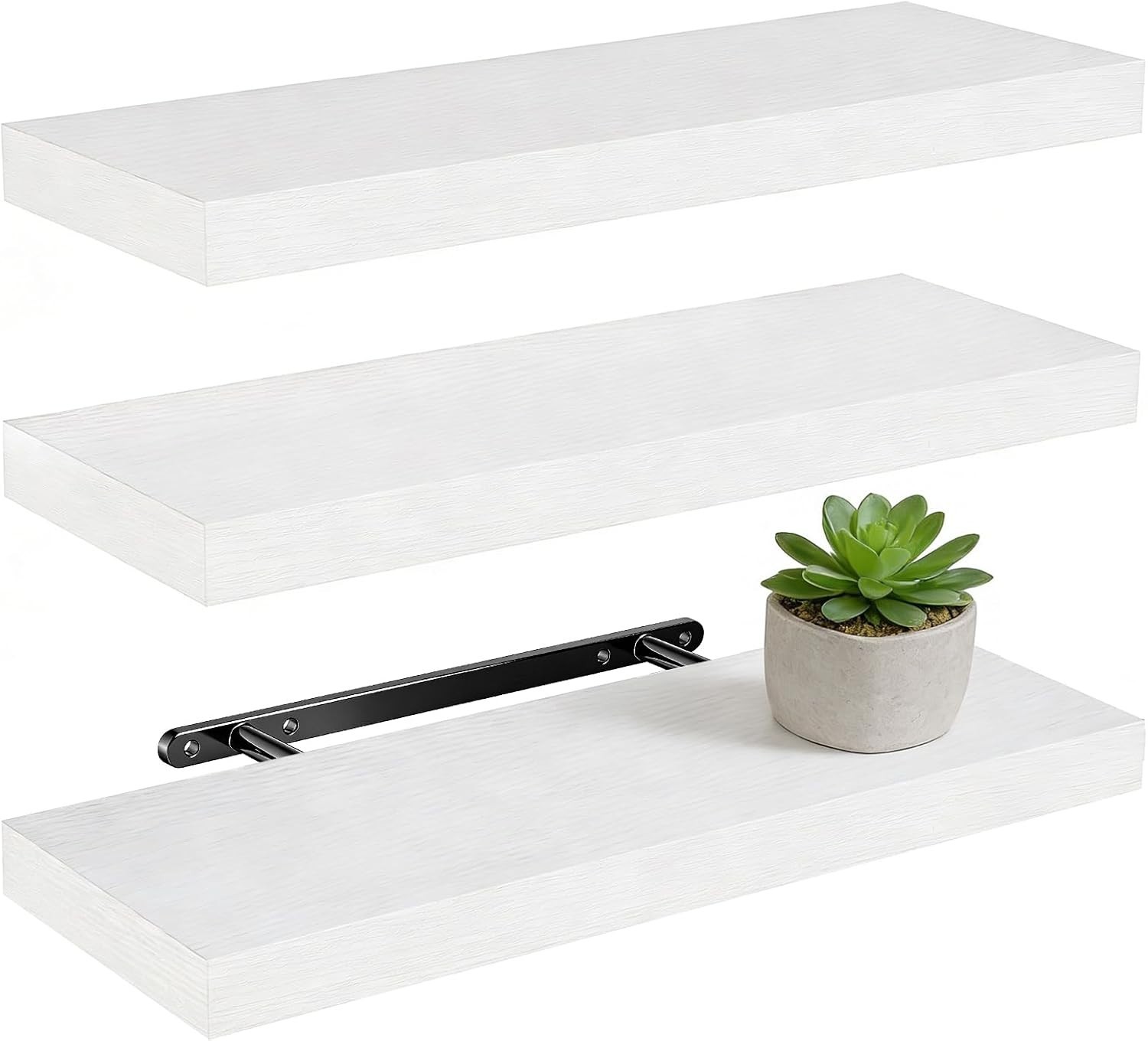 Wandregal 3er Set-Schweberegal Weiß Regalbrett-Büro Wohnzimmer Küche 40x14,8 cm.