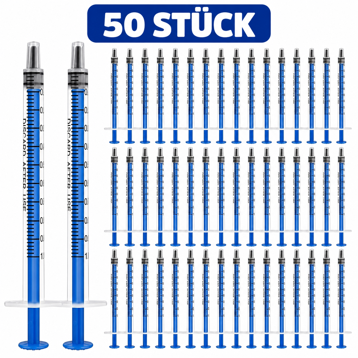 Kunststoff Spritze, 50 Stück Einwegspritzen 1ml, Futterspritze
