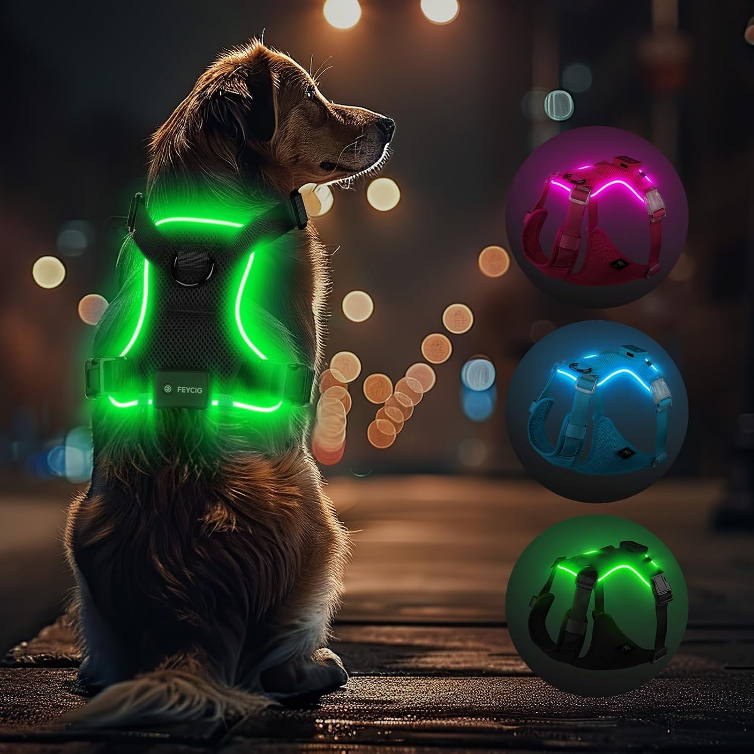 Hundegeschirr Leuchtend Aufladbar für Hunde Lichtreflektierend 1 Stück