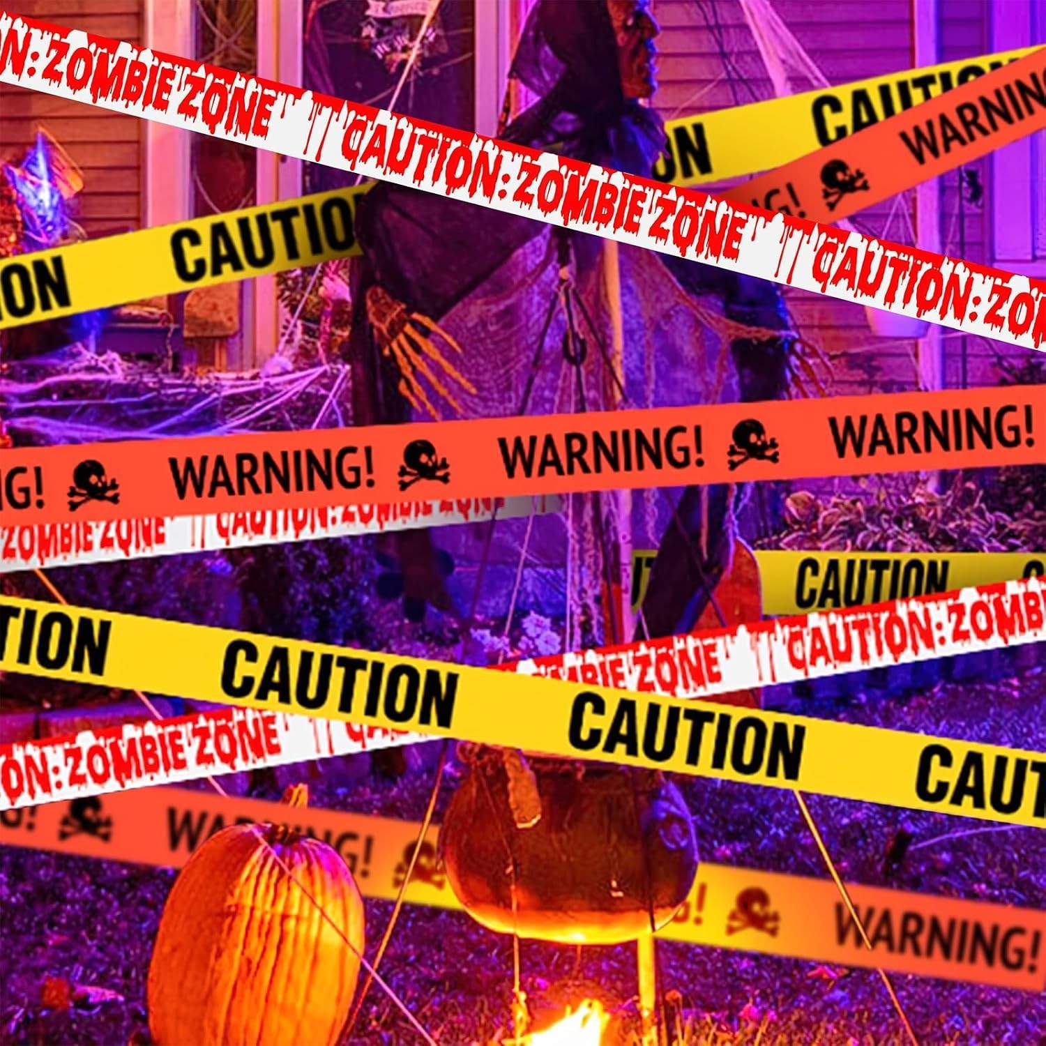 Halloween Deko Gruselig Garten Dekorationen Horror Absperrband für Outdoor