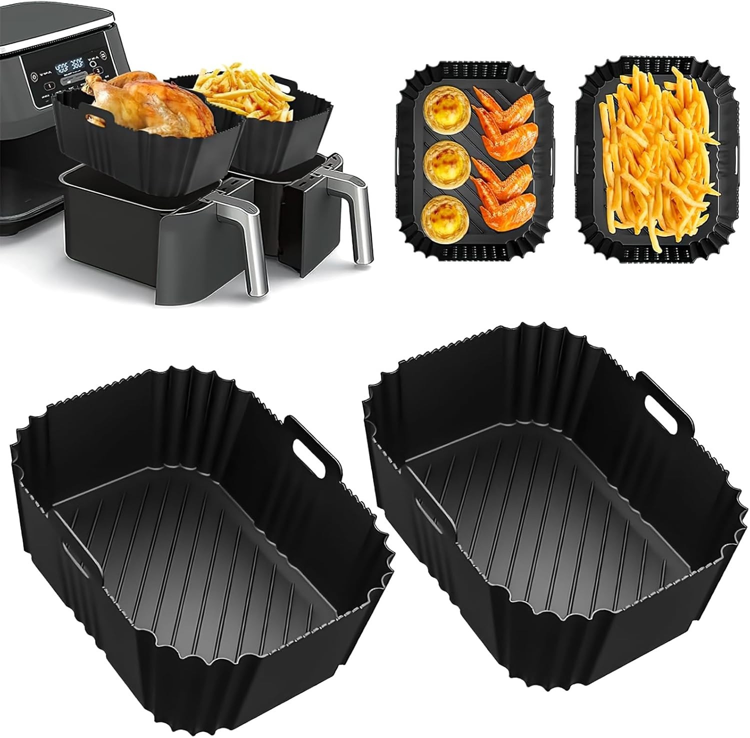 Heißluftfritteuse Zubehör Silikonform 2 Stück BPA-frei für Dual Zone Airfryer