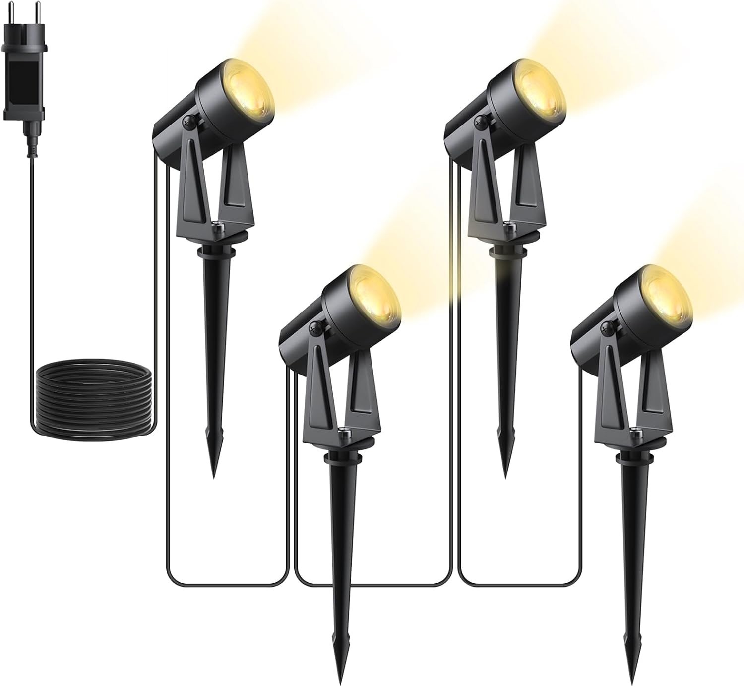 Gartenstrahler LED 3000K Warmweiß IP65 600lm 4er Set Erdspieß Gartenbeleuchtung