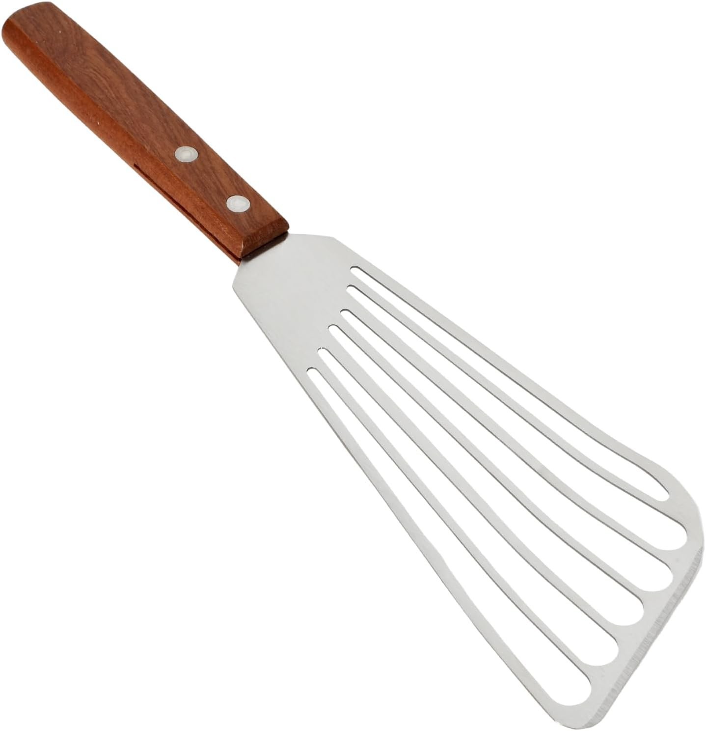 28 cm Lange Rostfreier Edelstahl Pfannenwender, Schlitzwender mit Massivholzgrif