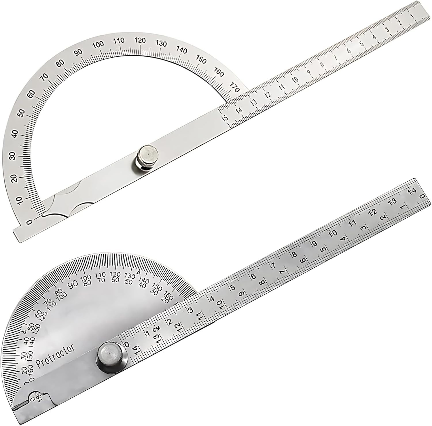 2 Stück Winkelmesser Edelstahl 0-180 Grad mit Feststellschraube