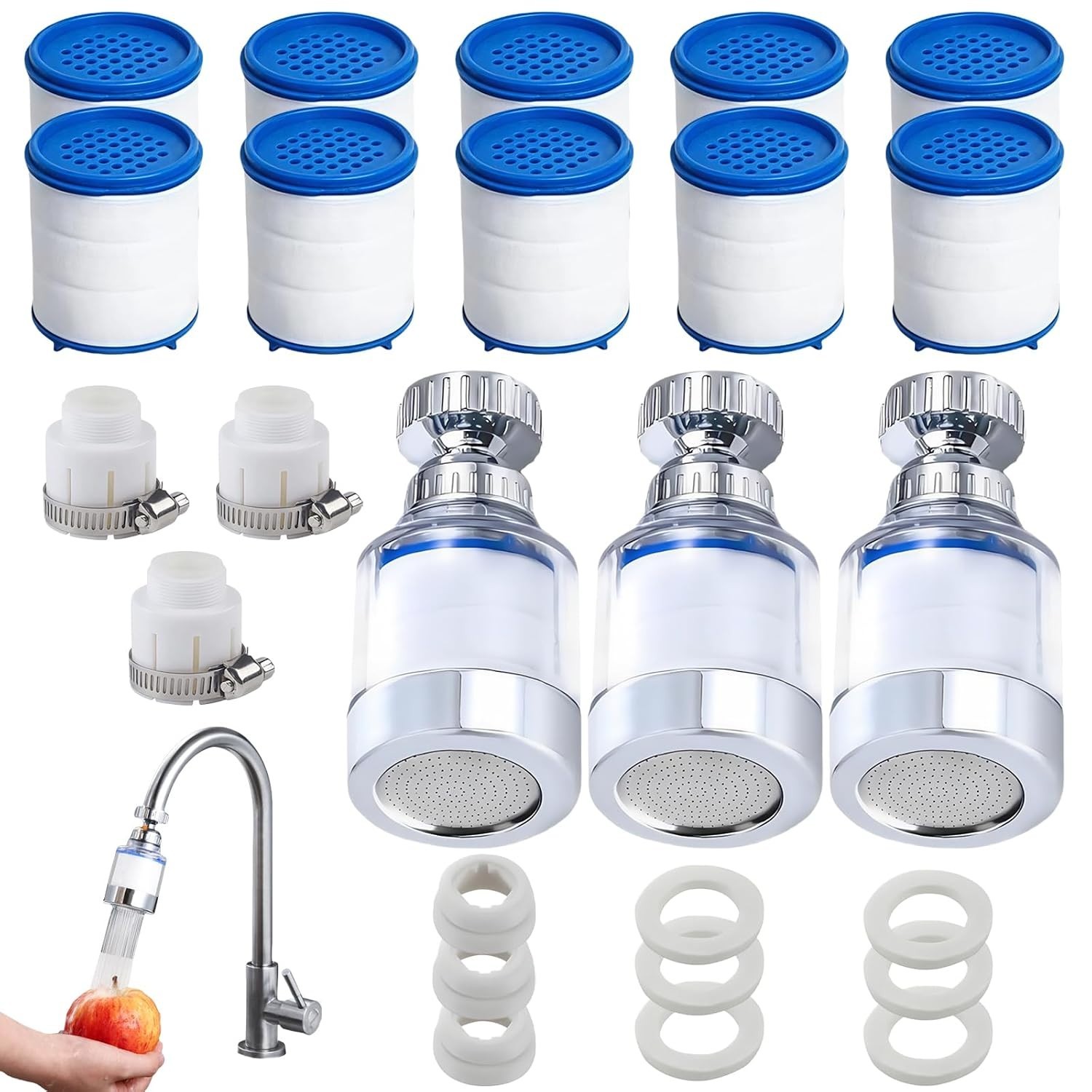 16 Teiliges Set Wasserfilter Wasserhahn Kalkfilter für Klares Leitungswasser