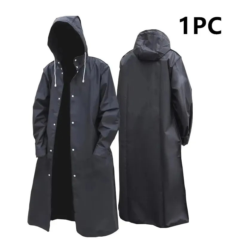 Regenmantel Damen Herren Schwarz Wasserdicht mit Kapuze Outdoor Fahrrad Motorrad