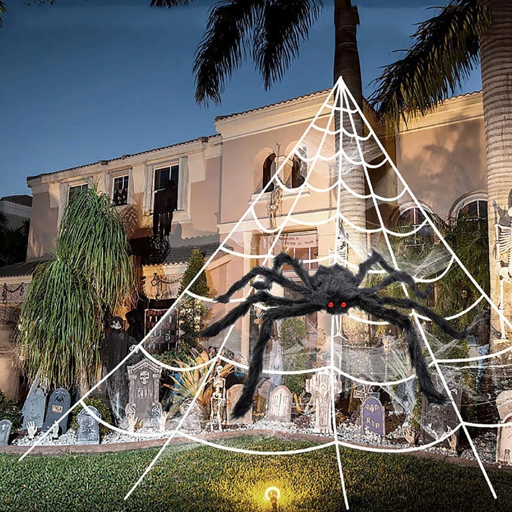 Halloween Spinnennetz Deko 5 m XXL Künstliches Spinnennetz für Garten Haus Outdo