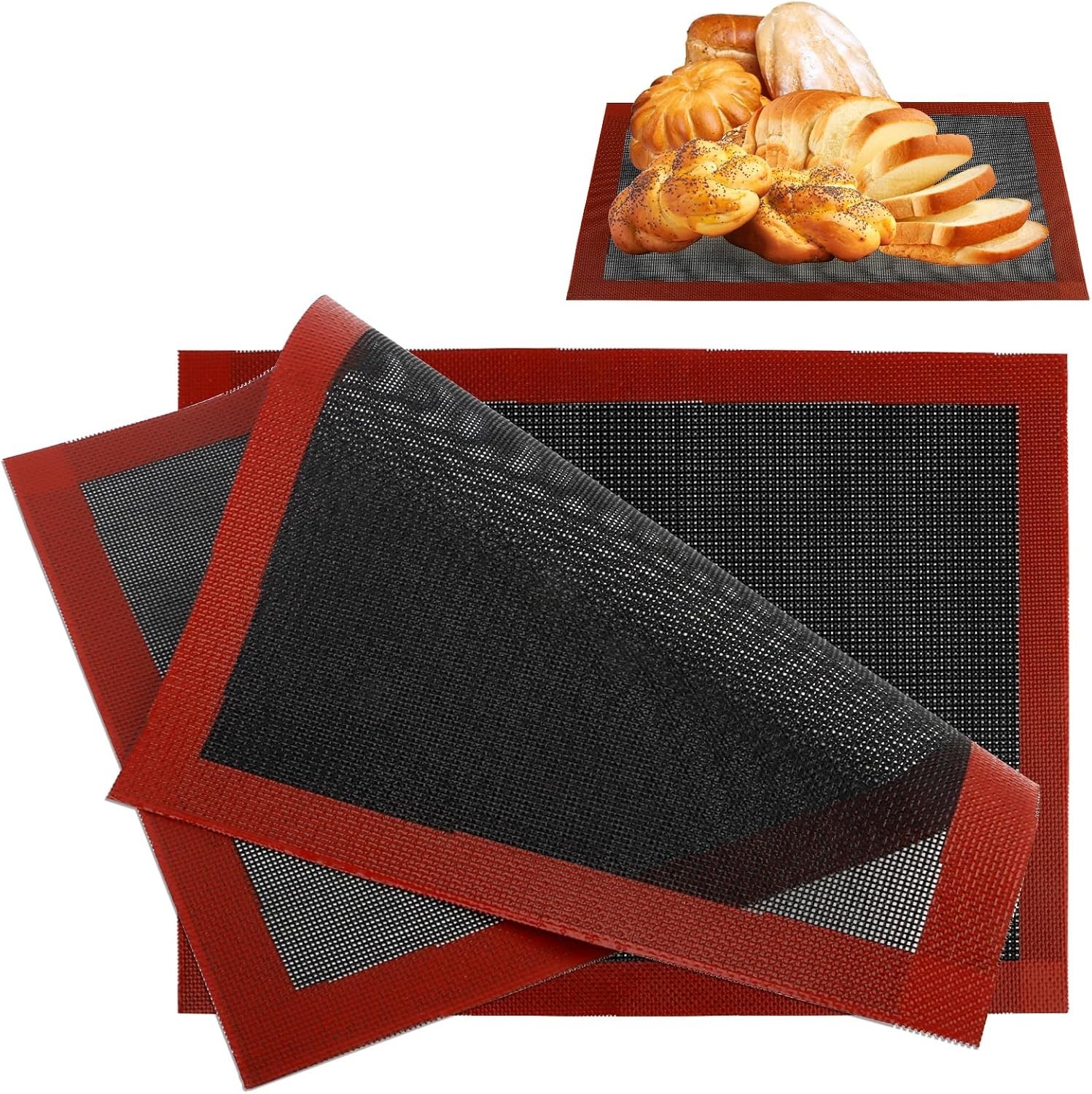 Silikonmatte Backen 40x30cm Rutschfest Wiederverwendbar Antihaft 2 Stück-DE