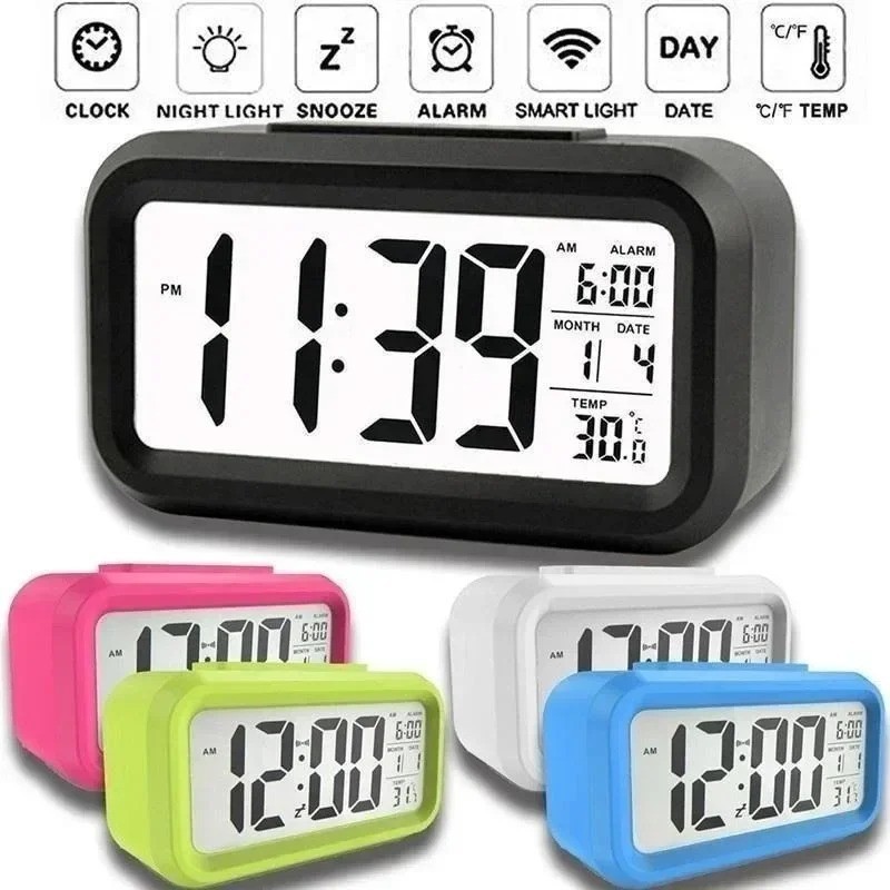 LED Digital Wecker mit Hintergrundbeleuchtung, Uhrzeit, Datum, Kalender & Deko