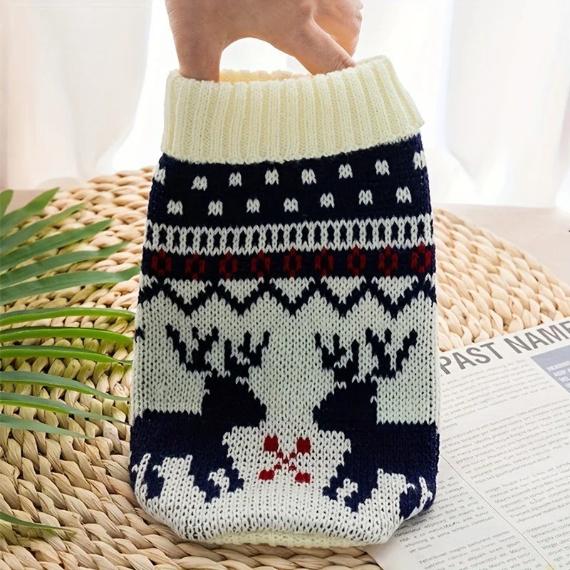 Hundepullover Weihnachten Strickpullover für Hunde und Katzen Winter Warm -DE