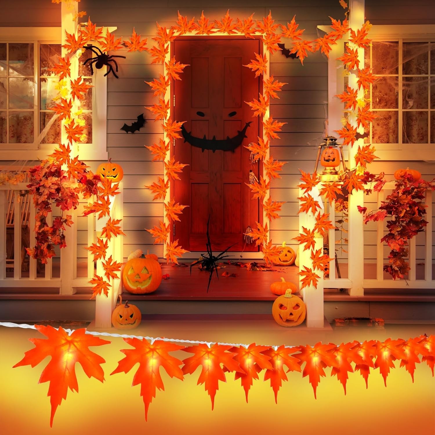 Herbst Girlande 3M 20 LED Batterie Timer Ahornblätter Lichterkette