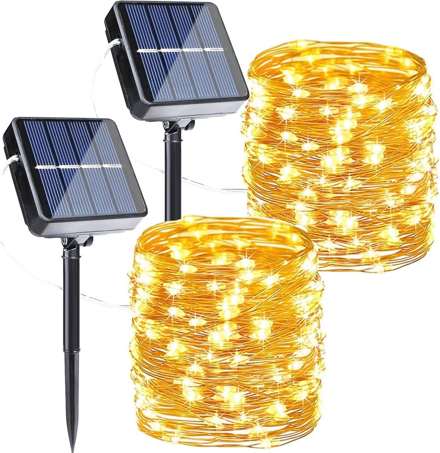 Solar Lichterkette Outdoor 2x12M 120 LED Wetterfest für Garten Terrasse ,2 Stück