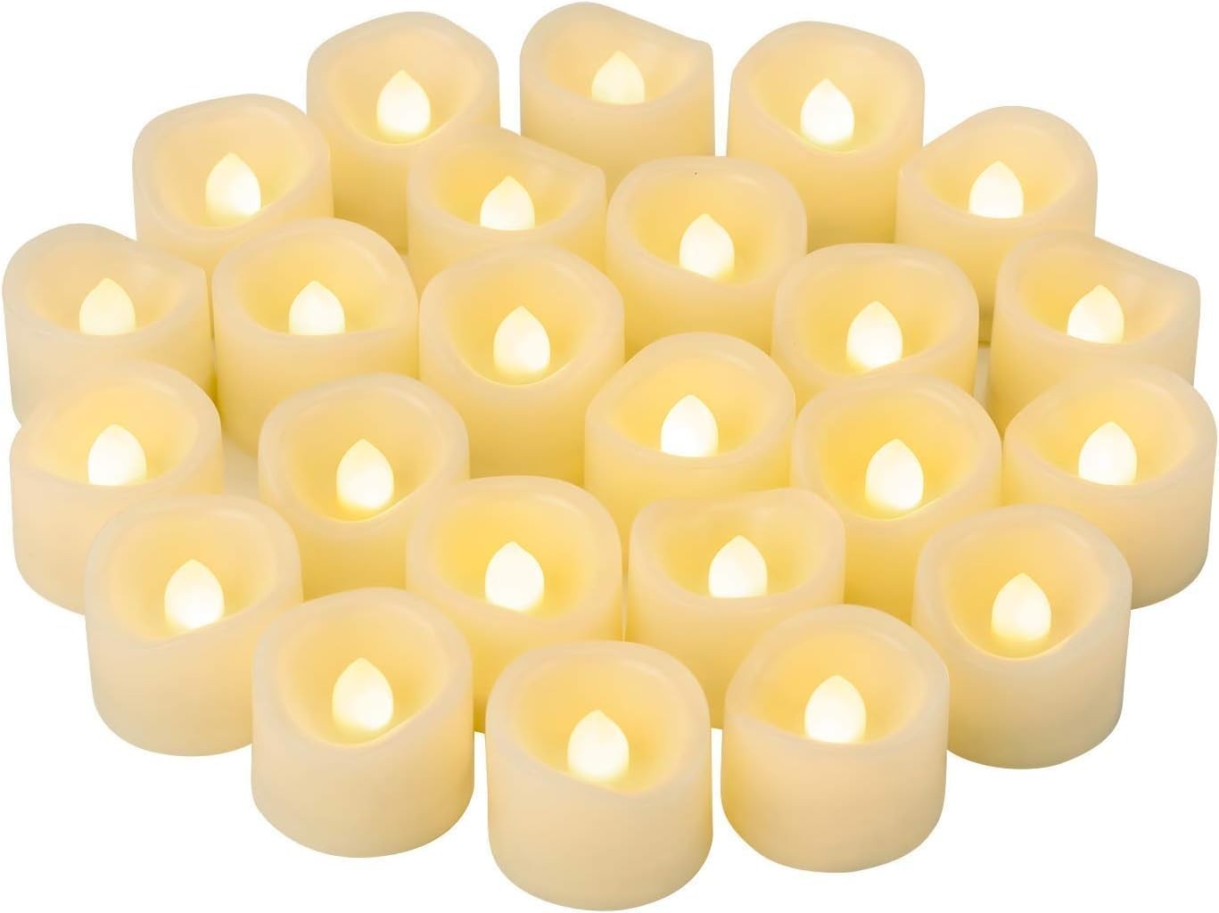 LED Teelichter 3 cm 24 Stück Warmweiß Flackernd Flamme für Deko Garten Party