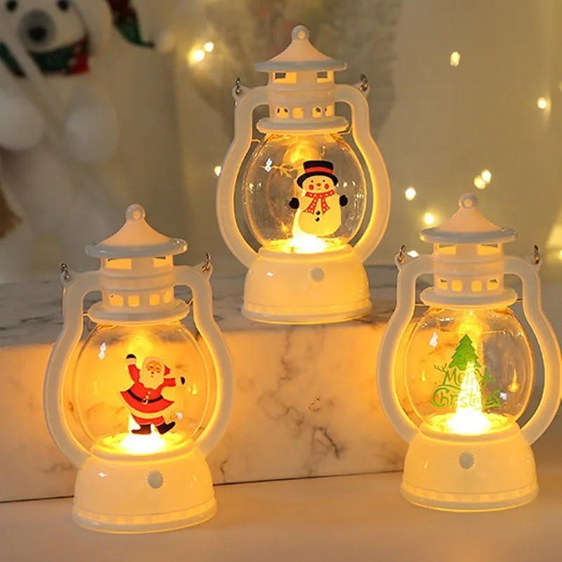 LED Weihnachtslaterne Weihnachtsmann Schneemann Batteriebetrieben Weihnachtsdeko